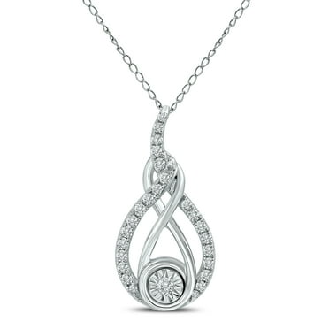 SZUL Women's 1/2 CTW Twisted Diamond Infinity Drop Pendant in 14K White Gold