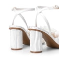 thumbnail image 3 of Sandalias de mujer DREAM PAIRS con tacón de 7.5 cm y lazo de satén blanco, 3 of 7