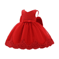 thumbnail image 2 of IBTOM CASTLE Baby Girls Formal Dress Lace Bowknot Baptism Embroidery Princess Birthday Wedding Flower Tutu Gown with Headwear 12-18 Months Red, 2 of 8