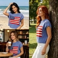 thumbnail image 6 of Shrysg Women's American Flag Patriotic Knit Sweater Tops Casual Loose Short Sleeve Lightweight Shirts Breathable Pullover for 4th of July Blue, 6 of 6