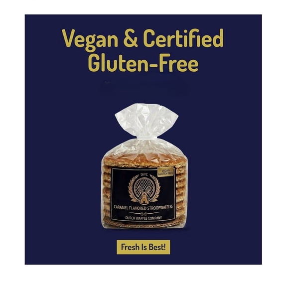 Dutch Waffle Company Certified Gluten Free/Vegan Caramel Stroopwafel 8 count bag