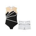 thumbnail image 3 of Doomiva Kids Girls Gymnastics Leotards Biketard Sleeveless Tank Top Booty Shorts 2 Piece Ballet Dance Silver 14, 3 of 7