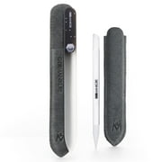GERMANIKURE Crystal Glass Cuticle Stick & Black Nail File Set in Suede Leather Case Handmade in Czech Republic Professional Manicure Supplies Cuticle Pusher, Callous Remover