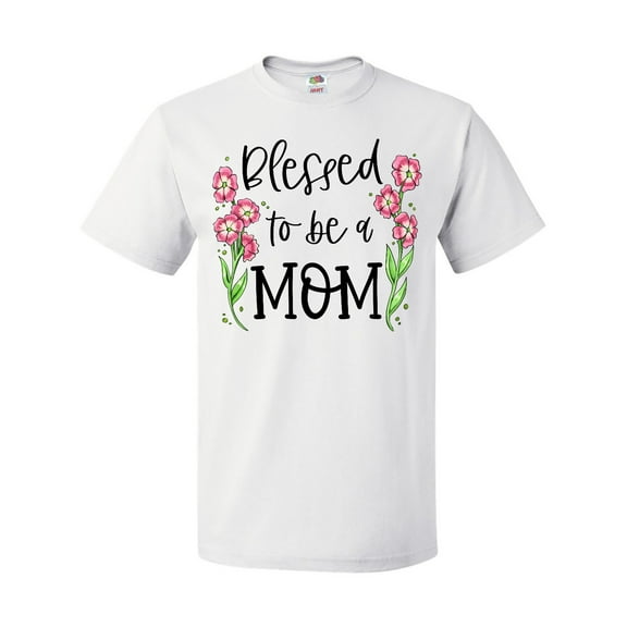 Inktastic Blessed to be a Mom Pink Flowers T-Shirt