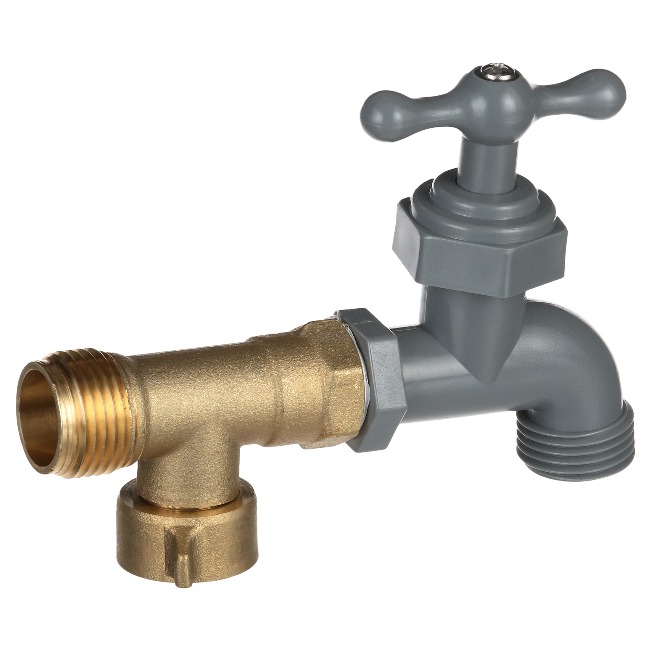 Camco 90 Degree Water Faucet,  Connects to Your RV's Fresh Water Inlet, Brass and Pewter(22463) - image 4 of 7