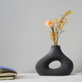 OhhGo Ceramic Vase Set of 2 for Modern Home Decor, Round Matte Donut ...