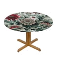 thumbnail image 3 of PIKWEEK Pink and Red White Elastic Edged Polyester Fitted Table Cover Retro Ornamental Bouquet Blossom Round Fitted Table Cover The Ultimate Protection for Your Table Fits up  Tables, 3 of 7