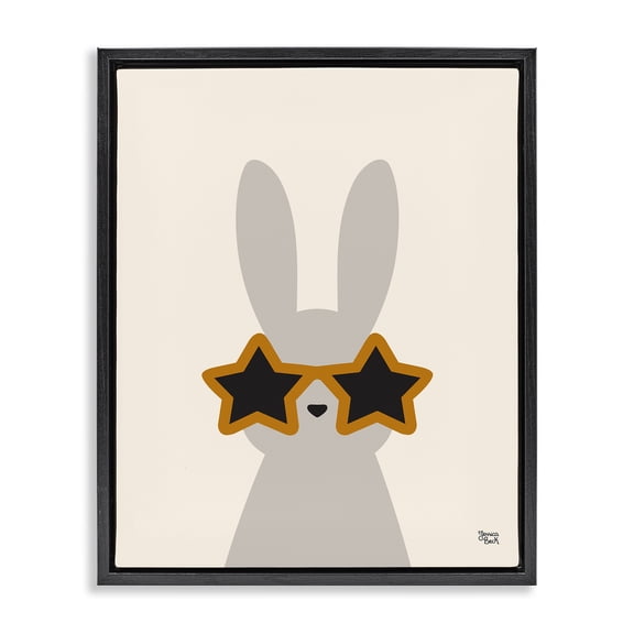 Stupell Industries Bunny & Star Sunglasses Animals Painting Black Floater Framed Canvas Art Print Wall Art, 17 x 21