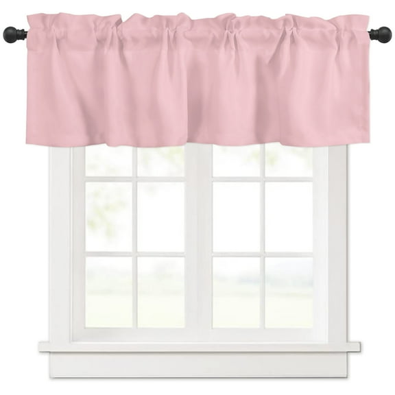 Hokiten Rod Pocket Curtain Valance, Blush Pink Pure, Farmhouse Window Valance for Living Room, Bedroom, Kitchen Romantic Contemporary Minimalist Solid 54"W x 18"L