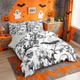 thumbnail image 2 of Homewish Gothic Halloween Skull Bat 7-Piece Twin Bedding,Rose Spider Web Print Bedding Comforter Set,White Black,Light Gray Reversible, 2 of 8