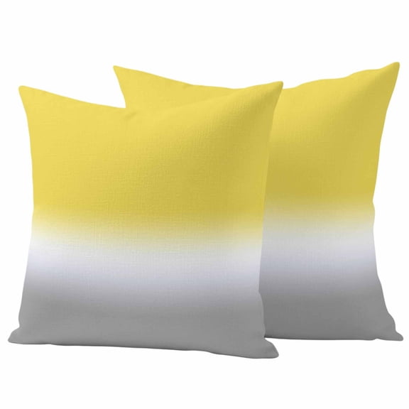 Yellow White Grey Ombre Outdoor Pillow Covers 16"x16" Set of 2,Waterproof Throw Pillow Covers for Patio Furniture,Modern Abstract Aesthetics Decorative Cushion Pillowcases for Garden Porch Couch Sofa