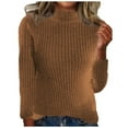 thumbnail image 2 of Cyber*Monday Chaoheng Women Sweaters Long Sleeve Women's Solid Color High Neck Knit Sweater,Casual Chic Pullover Top, 2 of 3