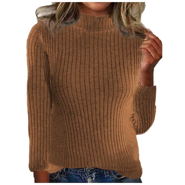 Chandail Col Roulé Femme Chandail Décontracté: Chandail Col Roulé Tricoté Couleur Unie pour Femmes