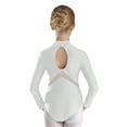 thumbnail image 2 of YUUMIN Kids Girls Long Sleeve Ballet Dance Leotard Mock Neck Rhinestones Dance Bodysuit Gymnastics White 12, 2 of 7