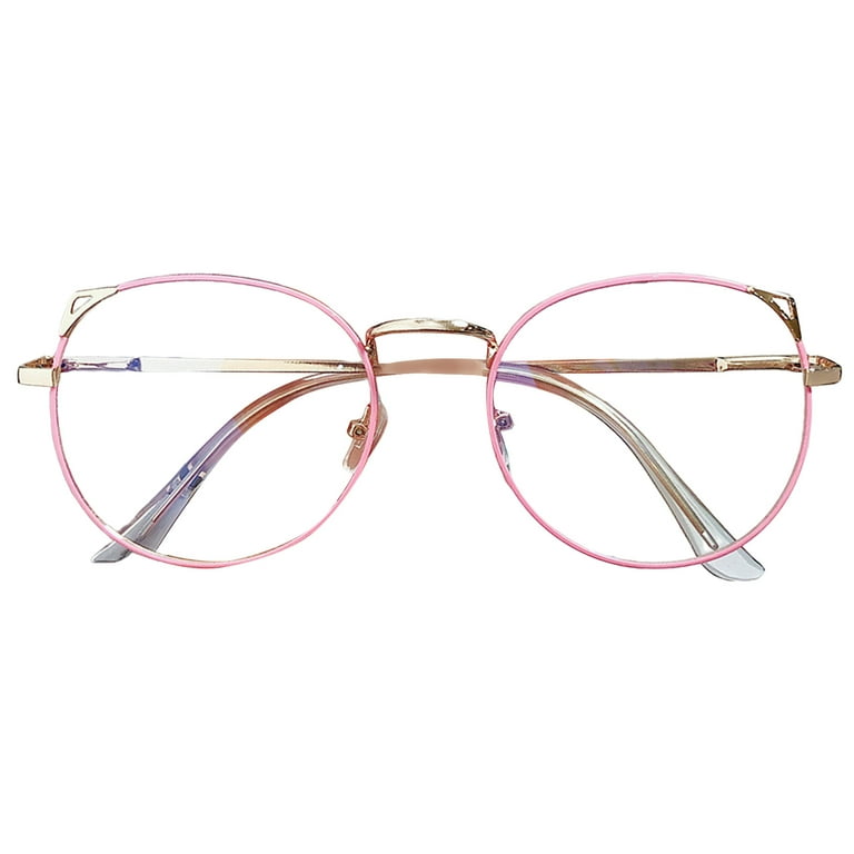 lizyue Cat Ears Round Metal Frame Anti Eyestrain Computer Glasses Student Anti Blue Light Reading Glasses Eyewear