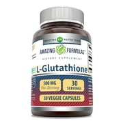 Amazing Formulas L-Glutathione 500 Mg 30 Veggie Capsules | Non-GMO | Gluten Free | Made in USA | Suitable for Vegetarians