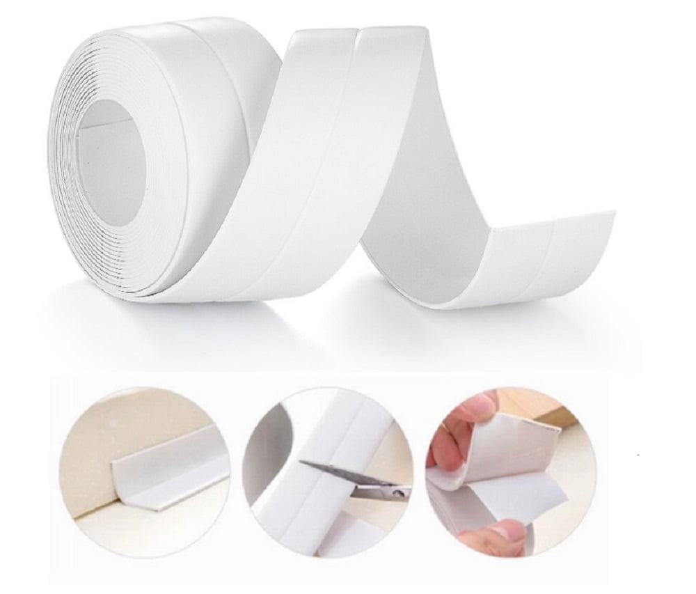 1 Pack PVC Self Adhesive Caulk Sealing Strip Tape Bath & Kitchen Caulk Tape Sealant Strip  Tub and Wall Sealing Tape Caulk Sealer, Caulk Strip, Sealant Tape, Shower Tile Sealer 10.5 Feet*0.87 Inches