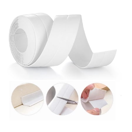 1 Pack PVC Self Adhesive Caulk Sealing Strip Tape Bath & Kitchen Caulk Tape Sealant Strip Tub and Wall Sealing Tape Caulk Sealer, Caulk Strip, Sealant Tape, Shower Tile Sealer 10.5 Feet*1.5 Inches