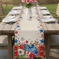 thumbnail image 4 of 4th of July Table Runner 90 Inches, Red Blue Independence Day Floral Star Rustic Bed Runner Dresser Scarves Tabletop for Indoor Outdoor Parties/Ceremony/Banquet, 13" x 90", 4 of 9