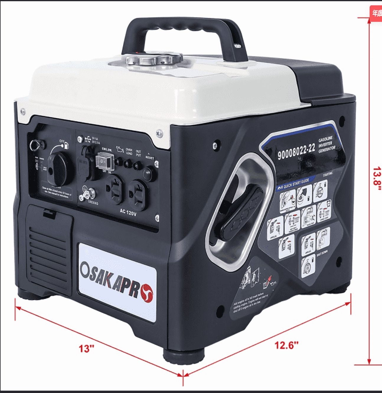Portable Inverter Generator,1200W ultra-quiet gas engine, EPA Compliant, Eco-Mode Feature, Ultra Lightweight for Backup Home Use & Camping Black White