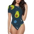 thumbnail image 1 of Balery Avocado in Space Body de cuello redondo de manga corta para mujer Tops de manga corta Tops básicos-Large, 1 of 7