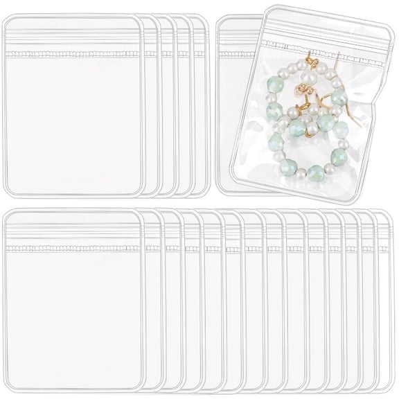 QZS Clear Plastic Ziplock Bags,Transparent Jewelry Storage Bags,Small Size Dust Proof Airtight Pouch,Earring Packing Organizer,Double Thickness,for Home Office Travel 100Pcs