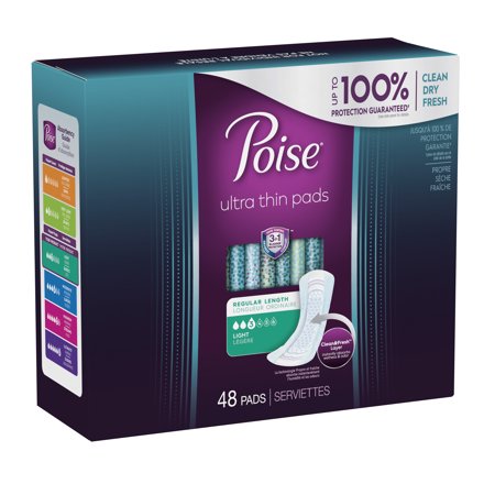 POISE ULTRA THIN INCONTINENCE PADS FOR WOMEN, POSTPARTUM PADS, LIGHT ABSORBENCY, 144CT