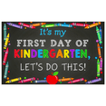 thumbnail image 2 of Colorful Chalkboard Style Backdrop Banner with Crayon Borders First Day of Kindergarten Theme Decorations Party Supplies Photography Props Classroom Decor Backdrop for Photo Booth School Events, 2 of 8