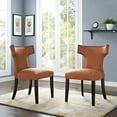 thumbnail image 2 of Modern Contemporary Urban Design Dining Kitchen Room Side Chair, Set of Two, Fabric, Orange, 2 of 5