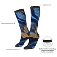 thumbnail image 4 of Naloa Navy Blue Marble Knee Socks, High Socks Long Stretchy Sock Women Knee High Stocking, Long Socks for Women, 4 of 6