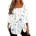 thumbnail image 2 of Aloohaidyvio Tops and Blouses ,Women Solid T-Shirt Mid-Length 3/4 Sleeves Blouse Round Neck Casual Tops, 2 of 4