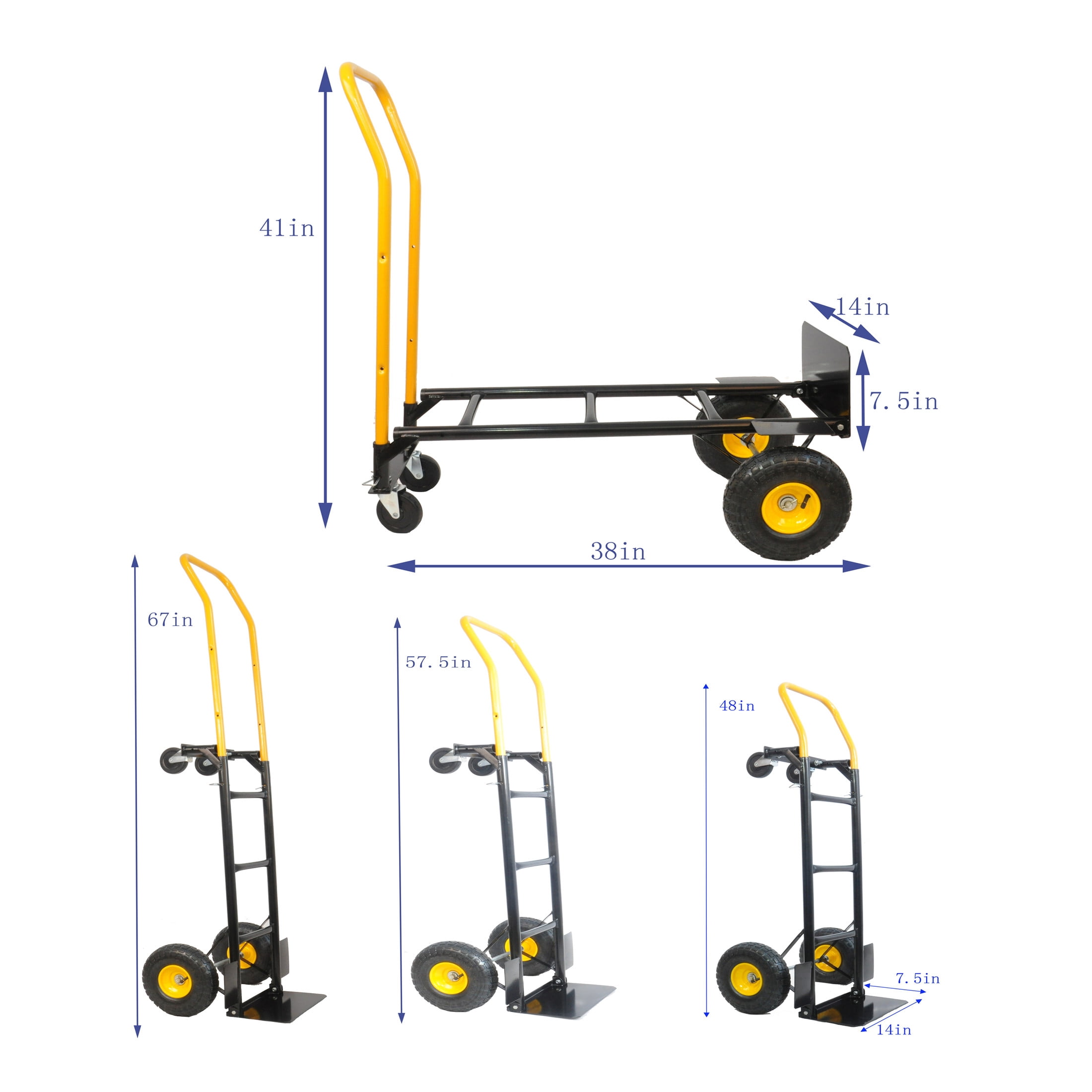GDF Studio 2-in-1 Heavy Duty Hand Truck and Platform Cart with Swivel Wheels, Black