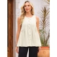 thumbnail image 4 of DARING DIVA Women's Linen Tank Tops Babydoll Sleeveless Shirts Peplum Blouse M Beige, 4 of 8