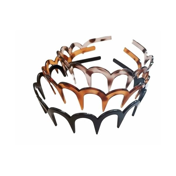 wonima11 3PCS Women's Wavy Headbands, Non-Slip Teeth Head Wraps for Washing Face Makeup,Premium Plastic Hairbands with Elegant Finish,Daily Styling Hair Accessories for Women & Teen Girls