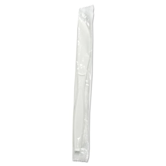 Heavyweight Wrapped Polypropylene Cutlery, Knife, White, 1,000/carton | Bundle of 5