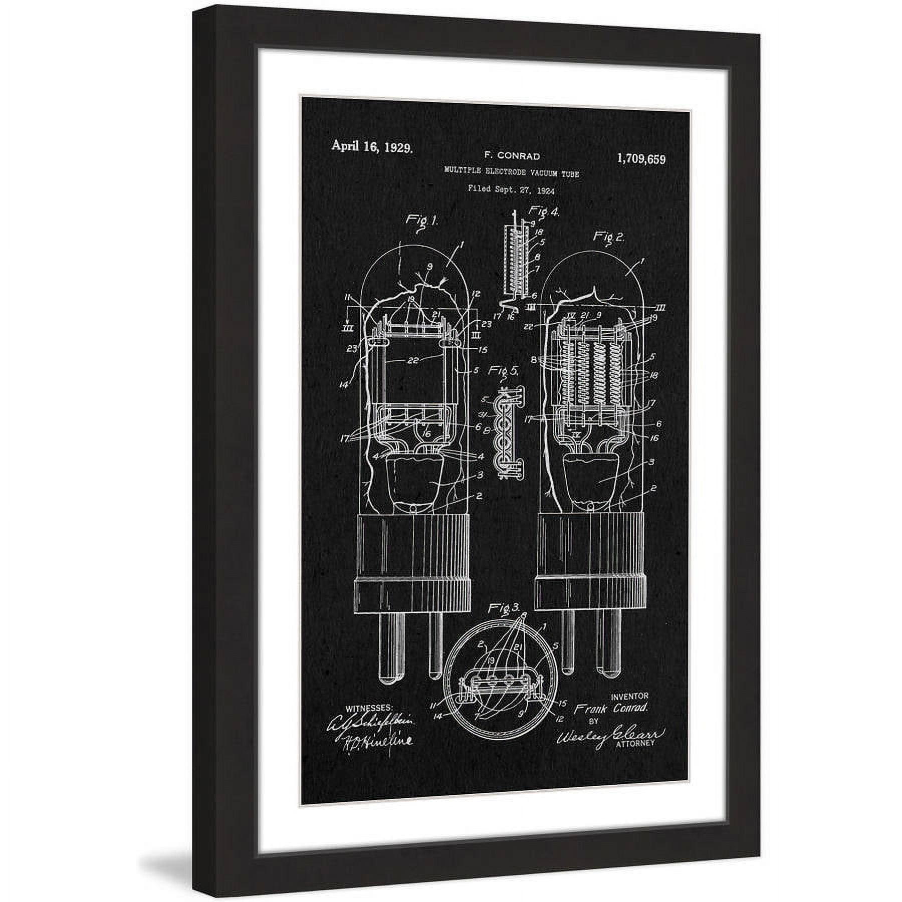 "Vacuum Tube 1924 Black Paper" Framed Painting Print
