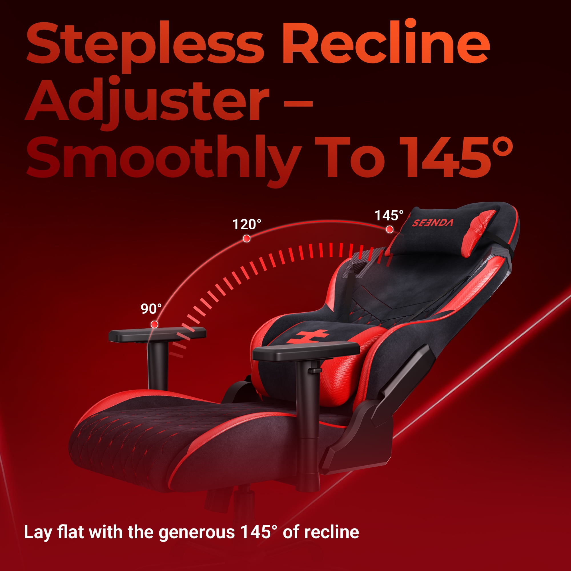 Seenda Adult High Back PC Gaming Chair with Linked Armrests and Lumbar Support, 400 lbs with BIFMA Certified, Red