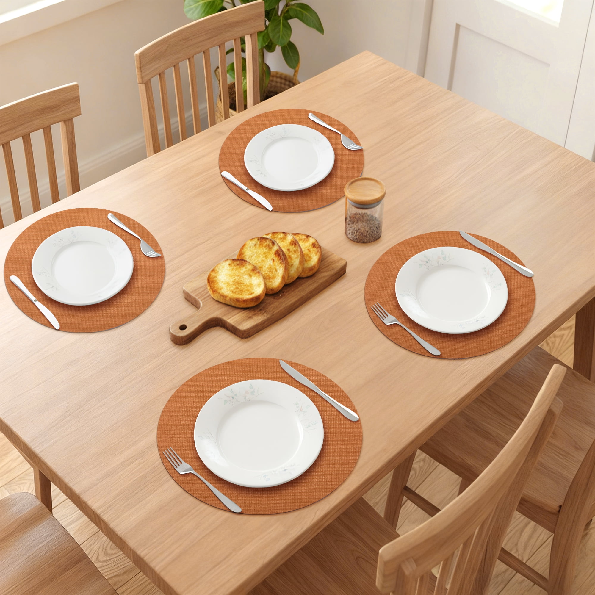 Unique Bargains 6pcs Faux Leather Wipeable Placemats Mustard Yellow 13"x13"