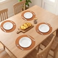 thumbnail image 3 of Placemats Set of 6 Leather Placemats for Kitchen Dining Table Placemats Wipeable Table Mat Mustard Yellow 13x13inch, 3 of 6
