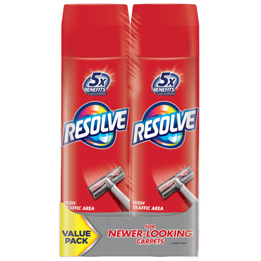 Resolve Dual Pack High Traffic Carpet Foam, 44oz, Removes Stains