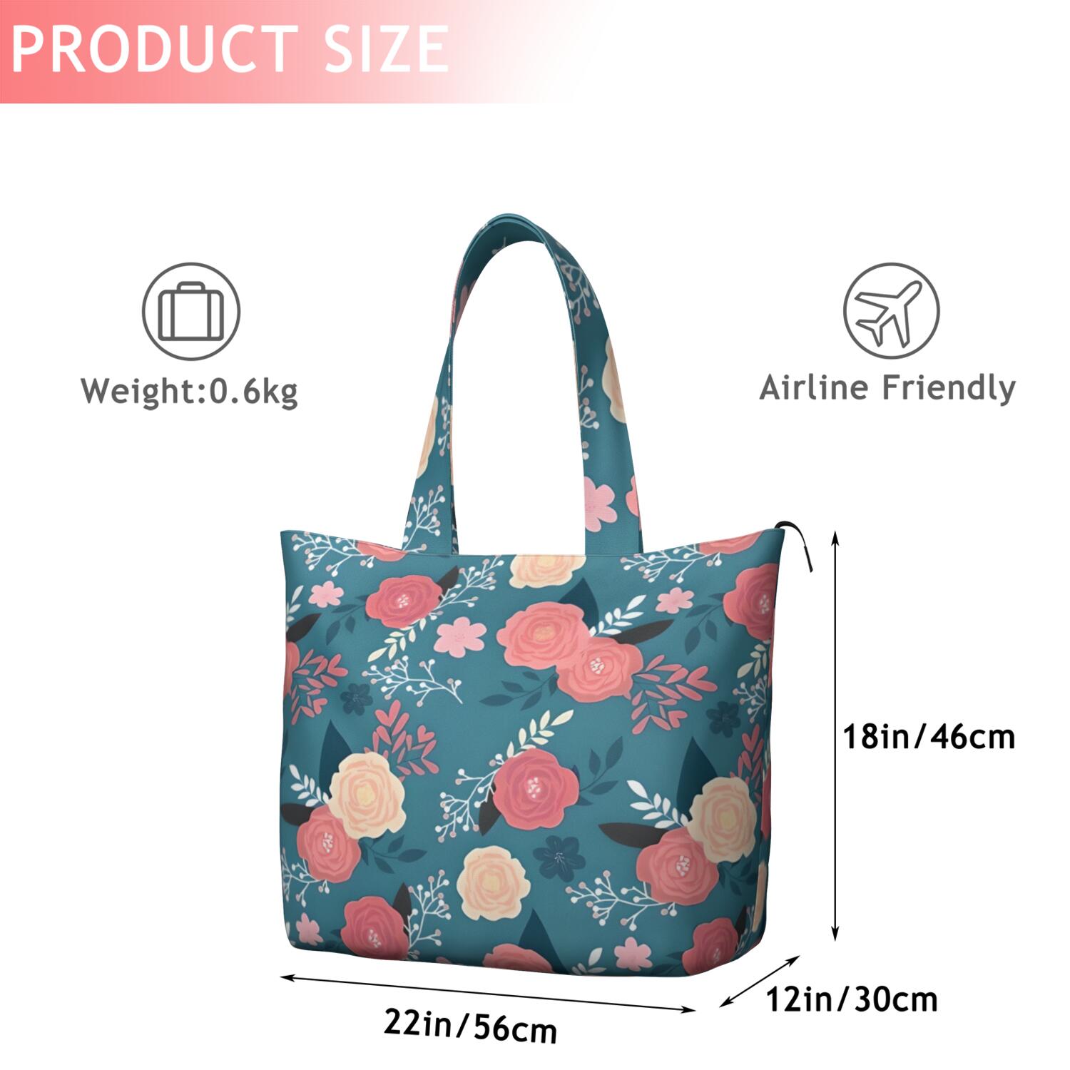 Pioneer Flower Floral Print Pattern Travel Tote Bags for Women Carry On,Large Weekender Bags for Women Travel,Multi Functional Duffle Bag for Work,Shopping,Sports