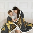 thumbnail image 5 of Manfei Gold Black Rose Throw Blanket for Couch 90x90 for Girls Women, Bohemian Damask Pearl Plush Blanket, Butterfly Fleece Throw, Lightweight Room Decorative, 5 of 8
