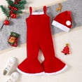thumbnail image 2 of Uccdo 6M-5T Toddler Girl Christmas Jumpsuit + Santa Claus Hat, Baby Girls Bell Bottoms Romper Velvet Flared Overalls Suspender Pants, 2 of 8