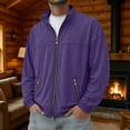 thumbnail image 2 of Men's Suede Leather Jacket Solid Color Long Sleeve Casual Jacket Zip Stand Collar Loose Winter Fall Outerwear with Pockets Basic Daily Outer Coat, 2 of 7