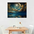 thumbnail image 2 of HENGT  Wall Art Canvas Painting Sea Clouds Moon and Stars Ocean Blue Seascape Picture Poster Print for Living Room Bedroom Office Artwork, 2 of 4
