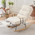 thumbnail image 2 of Glider Chair, Modern Teddy Gliding Rocking Chair with High Back, Retractable Footrest, and Adjustable Back Angle for Nursery, Living Room, and Bedroom (Beige), 2 of 8