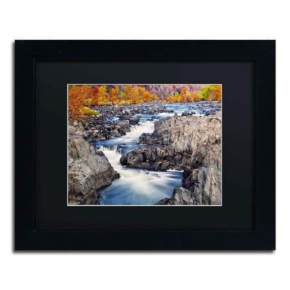 Trademark Fine Art "Great Falls" Canvas Art by CATeyes, Black Matte, Black Frame