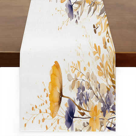 

Qzaxky table runner Wild Flower and Leaves 13 x 120 Inch Spring Summer Table Runner Green Floral Table Runner Decoration for Indoor Outdoor Home Dinner Party Wedding Decor