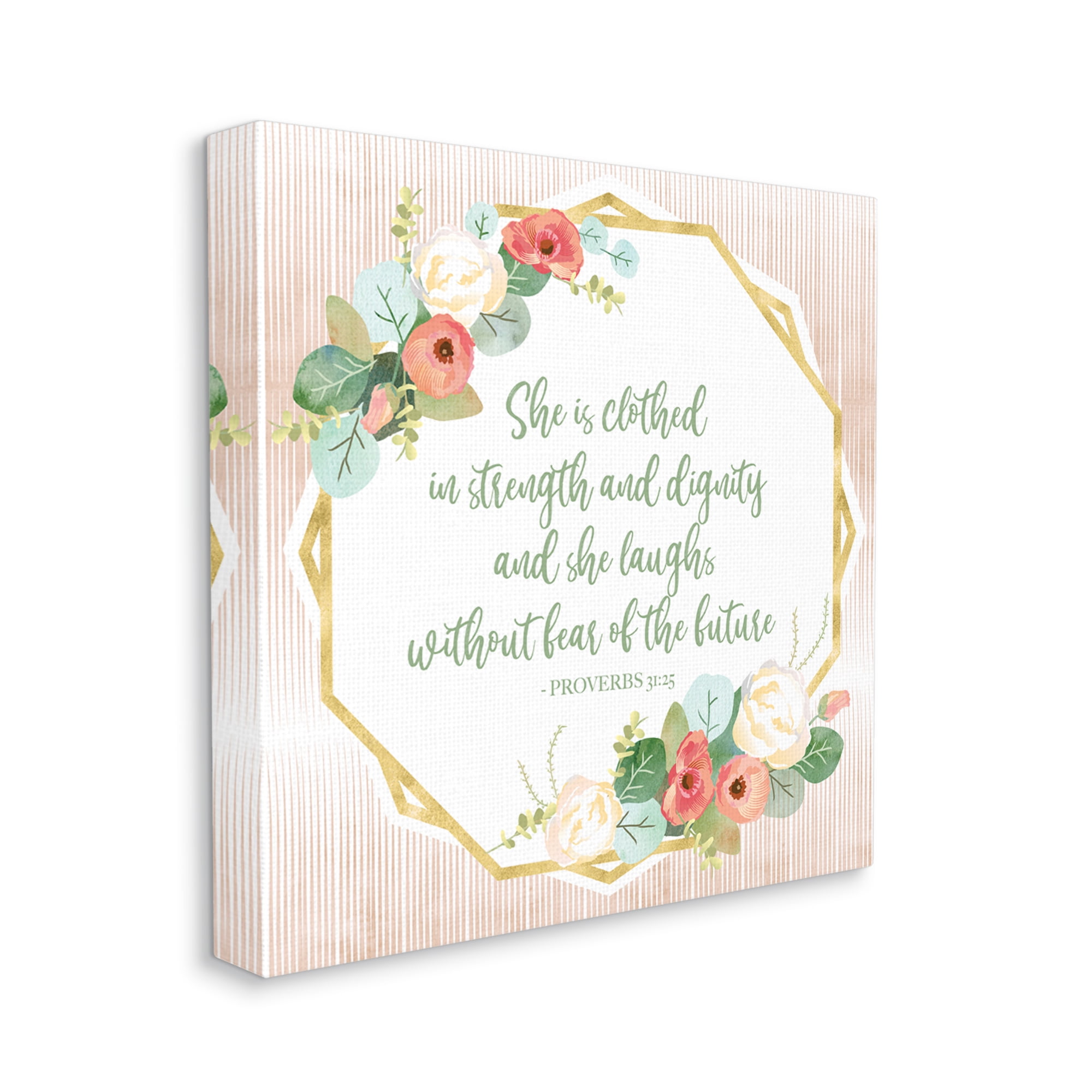 Stupell Industries Floral Bible Verse Phrase Religious Painting Gallery Wrapped Canvas Print Wall Art, 36 x 36