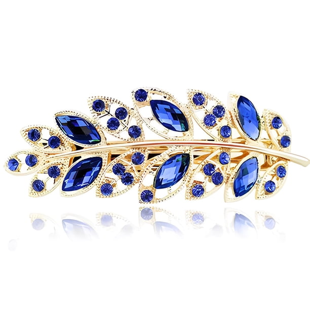 Qarigey Horquilla de cristal con diamantes de imitación para mujer, fiesta de vacaciones, fecha de viaje, decoración, pinzas para el cabello de moda, Accesorio para el cabello Azul oscuro Qarigey AP018036-02